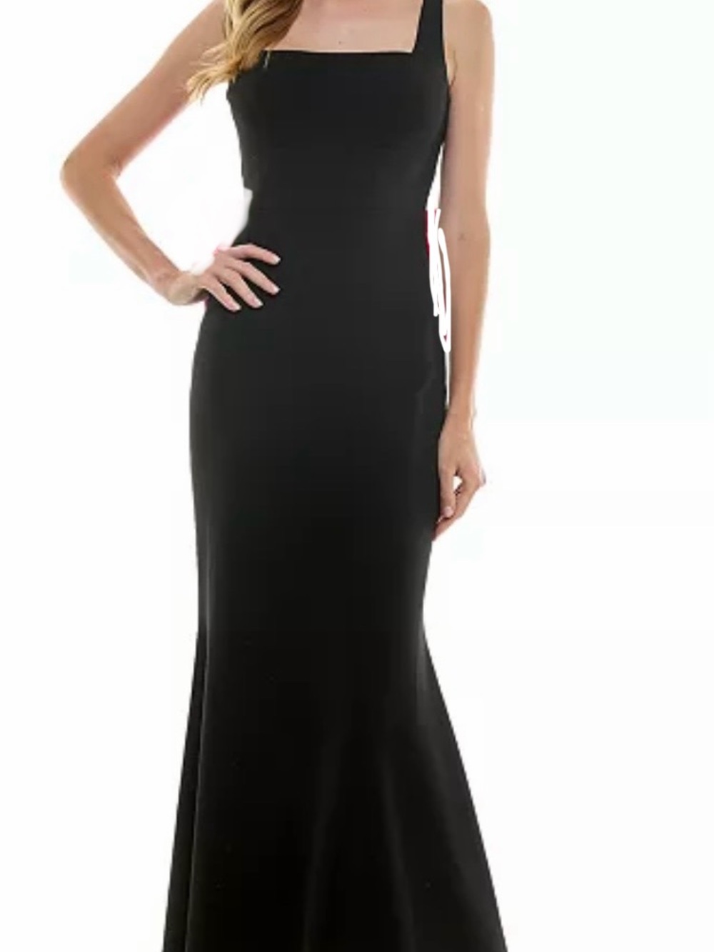 Elegant Black Square-Neck Evening Dress